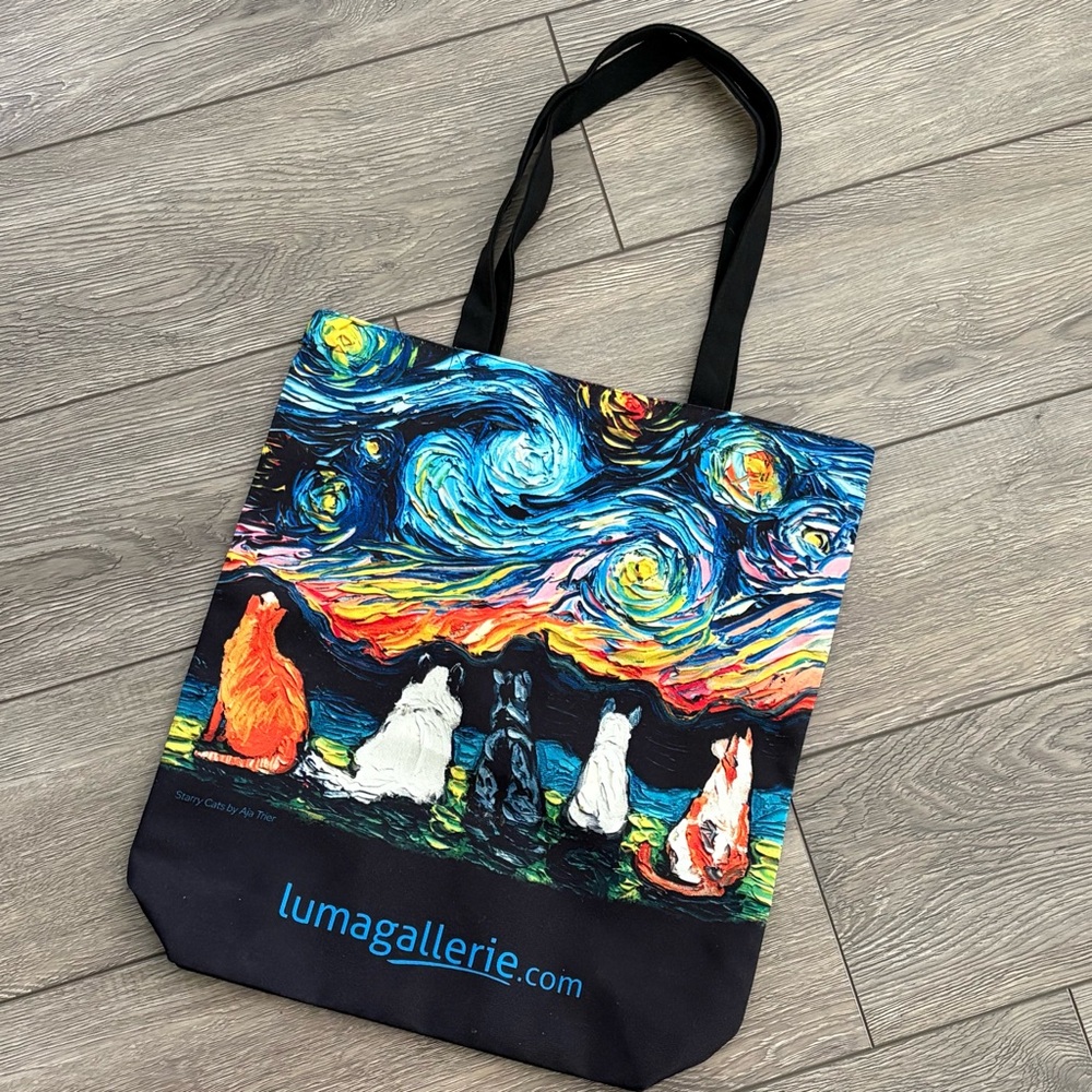 Starry Night Cat Tote Bag